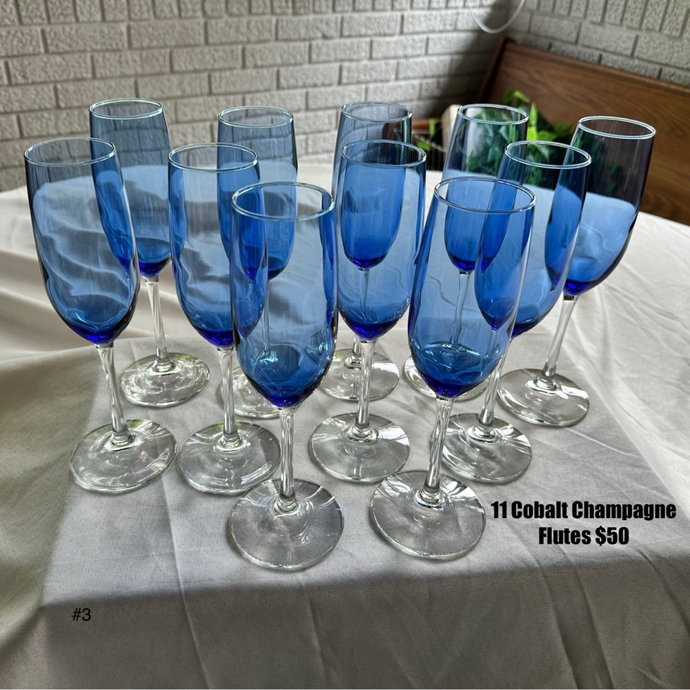 Cobalt Blue Champagne Flutes Set